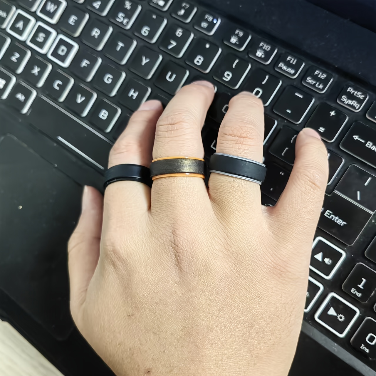 8mm Wide Flat Men's Silicone Ring for Sports