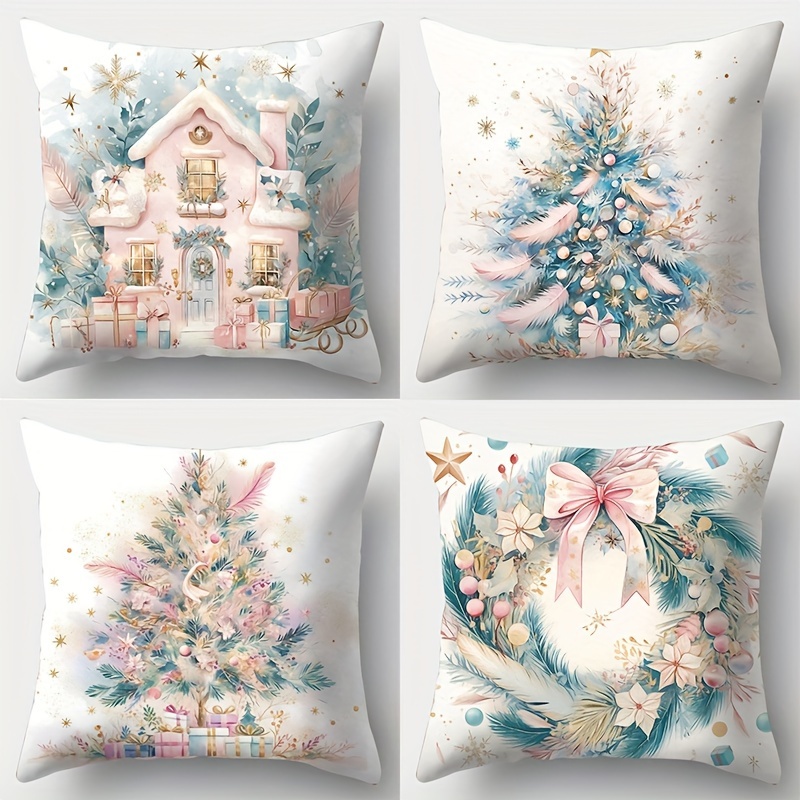 

4pcs, Christmas Theme, Incorporating Christmas , As Christmas Trees, Etc., With Colors. The Material Of Soft And Comfortable Fabric With Touch. The Size Is , And Beautiful