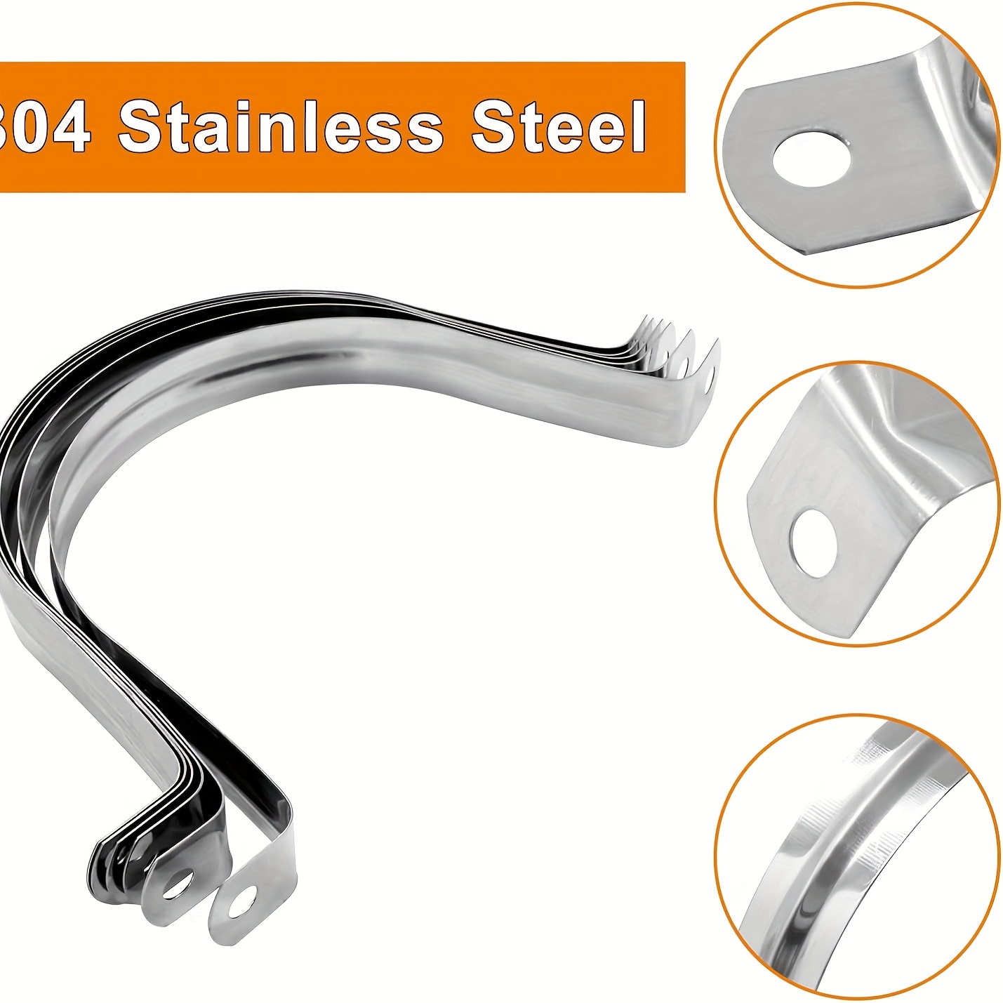 Uxcell Rigid Pipe Strap, 304 Stainless Steel Conduit Clamp 2 Hole Thicken U Bracket For Fixing 7 8 22mm