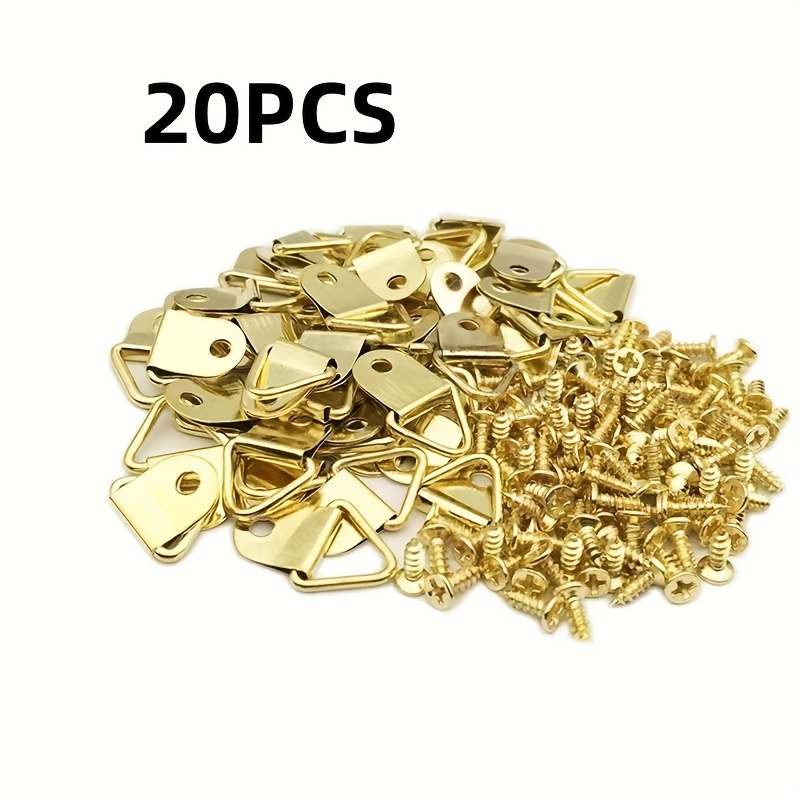 20pcs Metal Triangular Picture Frame Hooks With Screws | Wall Mounting Hardware For Artwork Display