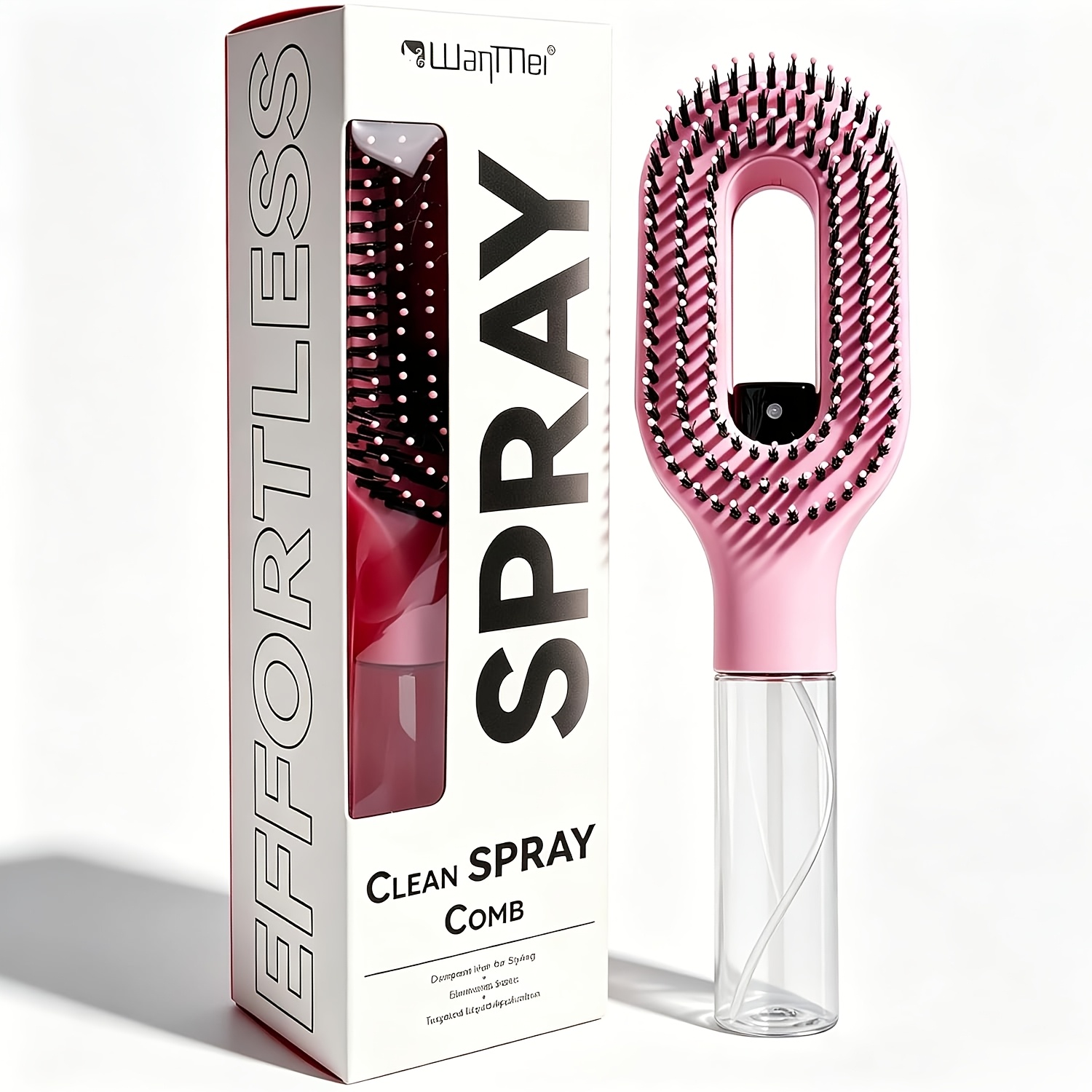 Image of Wanmei 2-in-1 Bristle And Nylon Hairbrush - Innovative Hair Mist And Brushing Tool For Wet And Dry Hair Styling - No- Bristles, Convenient Water Reservoir, Easy-to-use Mother's Day Gift