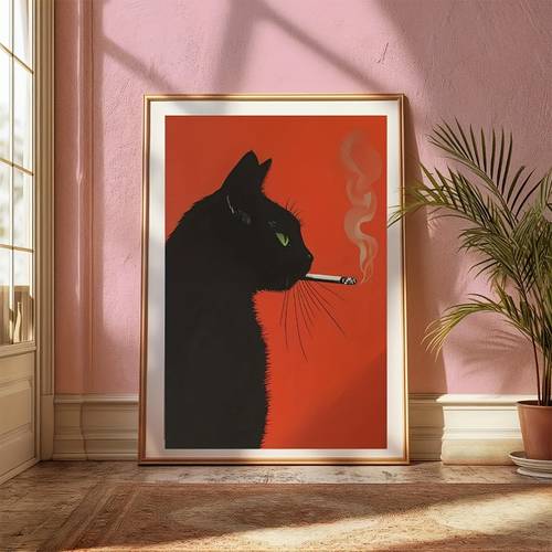 a vintage black whimsical retro poster print animal poster quirky decor for bars and kitchens living room home decoration wall decor unframed