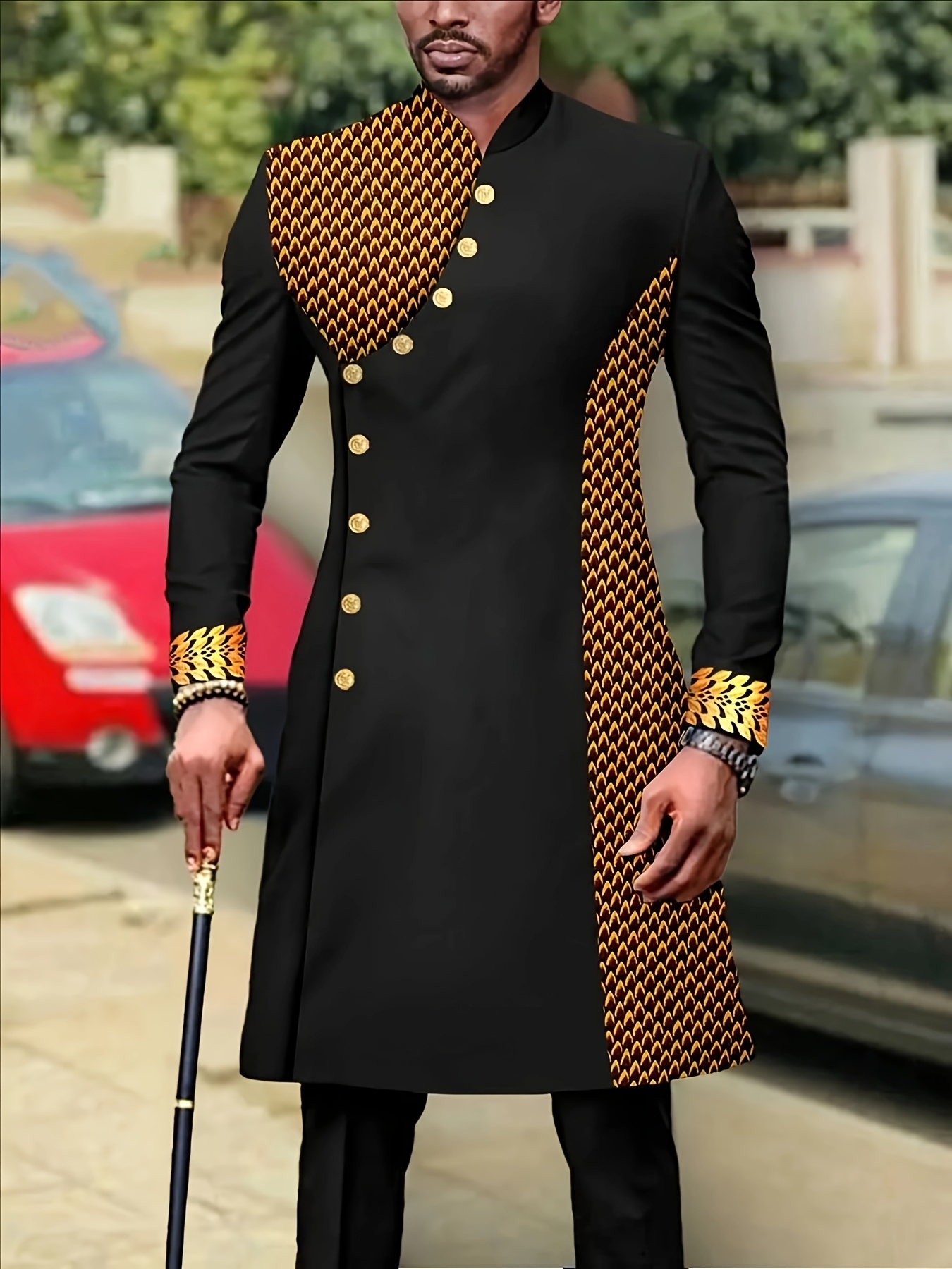 Men'S Casual Long-Sleeved Two-Piece Suit, Mid-Length Top And Trousers