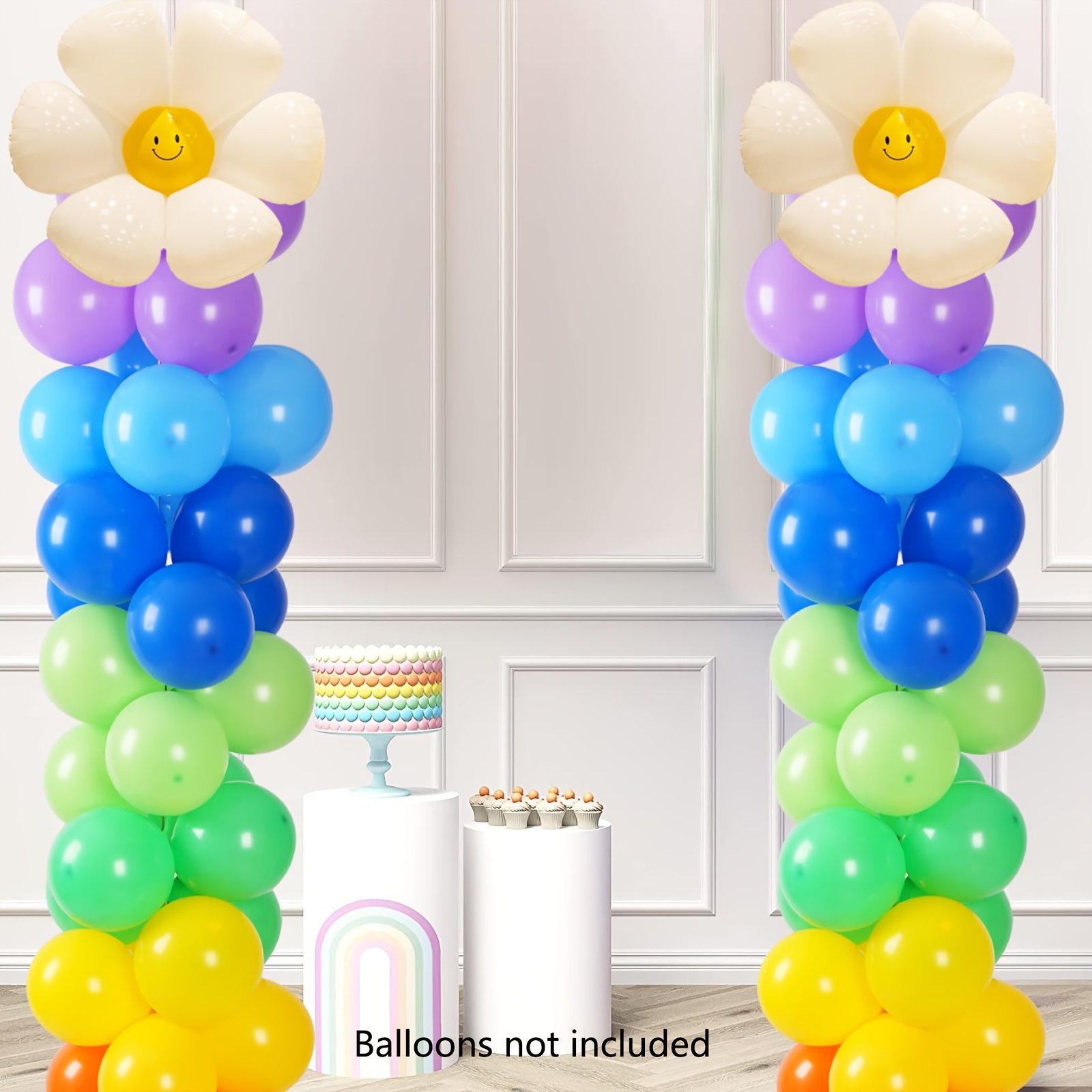 YALLOVE Telescopic Balloon Post Bracket, Set of 4, 2 Meters Stainless Steel Balloon Tower Bracket, Reusable Table Balloon and Floor Balloon Stand 2-in-1 Set