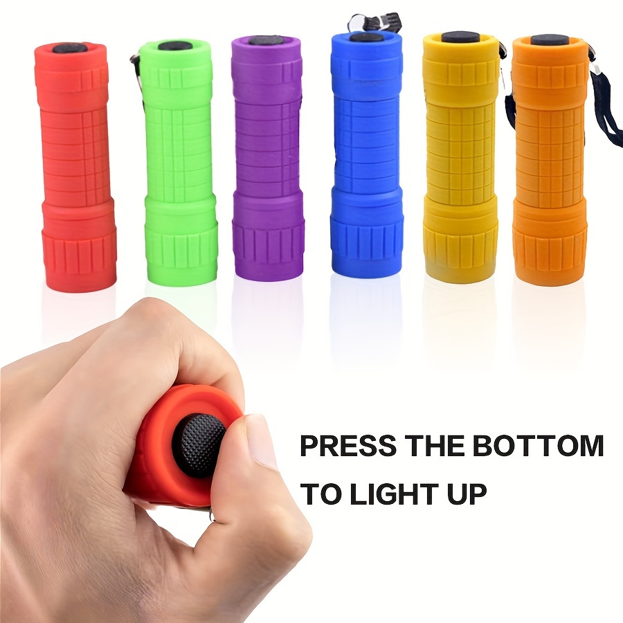 

Small Mini Flashlights Pack Of 6, Assorted Colors, New Type Cob Light, With Battery