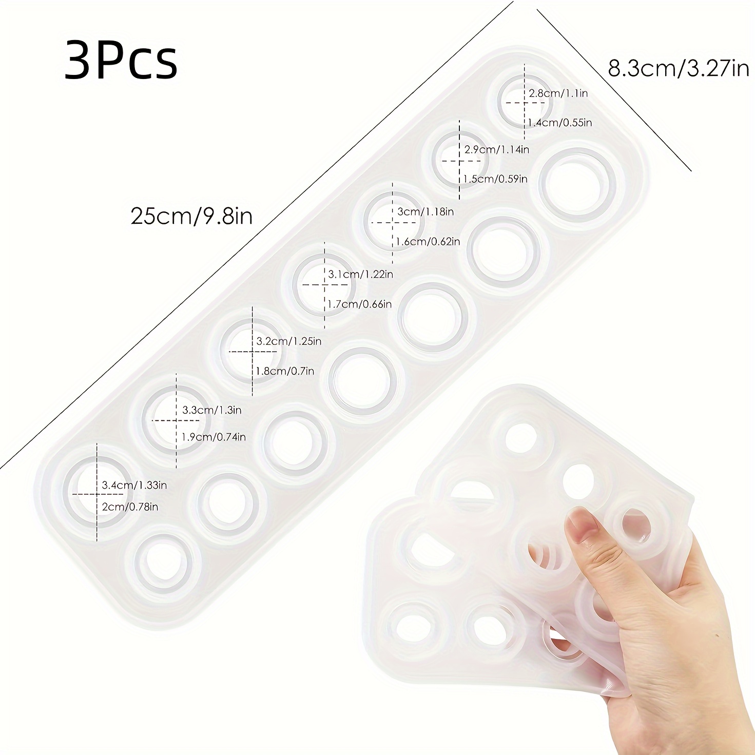 3 pieces full version diamond ring silicone mold ring earrings pendant making mold personalized decorations pendant handicrafts
