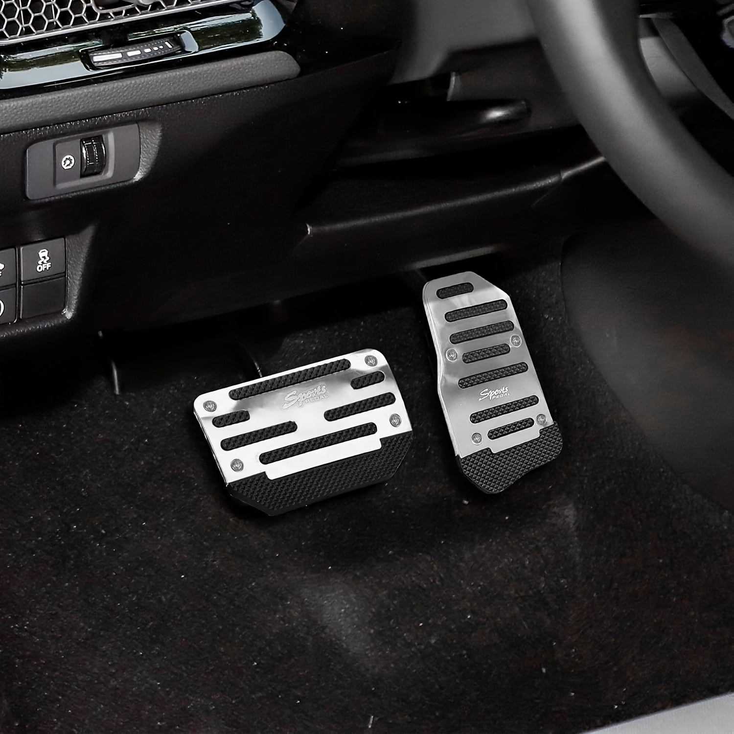 2pcs car pedal pads car brake pedal pad automatic transmission pedal covers replacement kit non slip pedal covers set alloy brake gas clutch pedal kits for car suv atv details 1