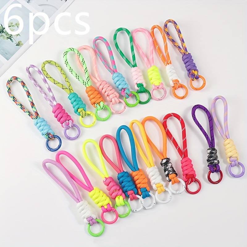 

6 Outdoor Nylon Water Bottle Lanyards, Universal Short Braided Small Hand Straps, Suitable For Mobile Phone Pendants, Cup Straps, Earphone Box Pendants, Bag Key Ring Pendants (mixed Styles)