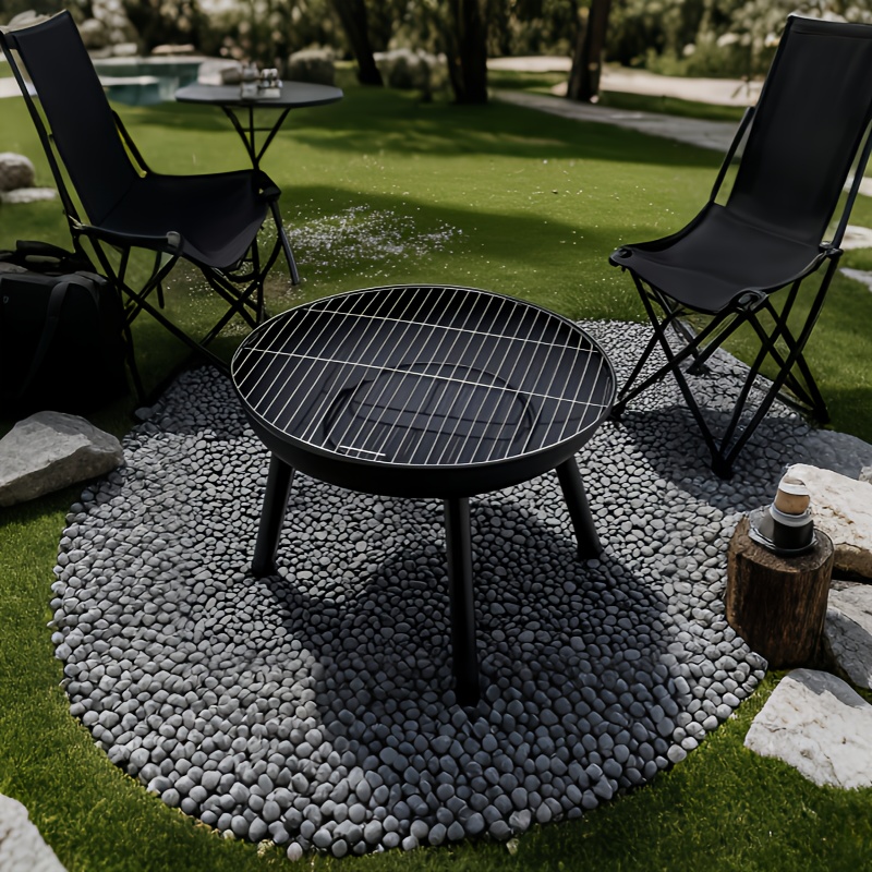 1 Set Foldable Outdoor Camping Fire Pit, Charcoal Stove, Wood-Burning Heater, Portable Design with Carbon Steel Base & Solid Iron Grate, Integrated Handle, Includes Bonus Mesh Net and Fire Hook – Ideal for Camping, Heating, and Multi-Scene Use