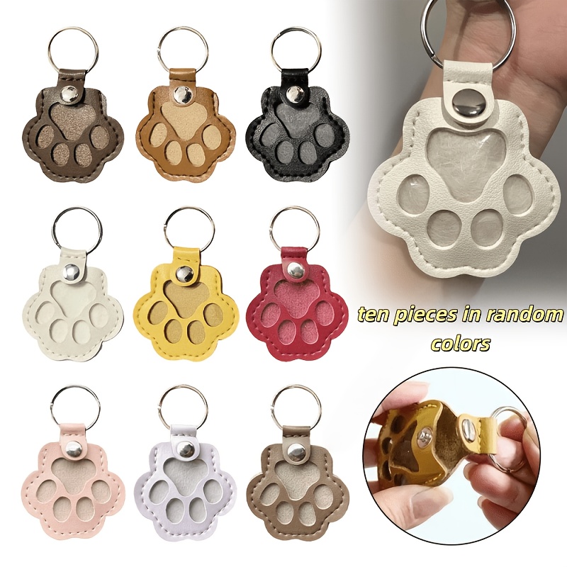 TEMU Random 10pcs Pet Hair Collection Keychains, Cat Paw-shaped Charms, For Collecting Hair, Memorial Gift, Suitable As Bag Or Wallet Accessory,