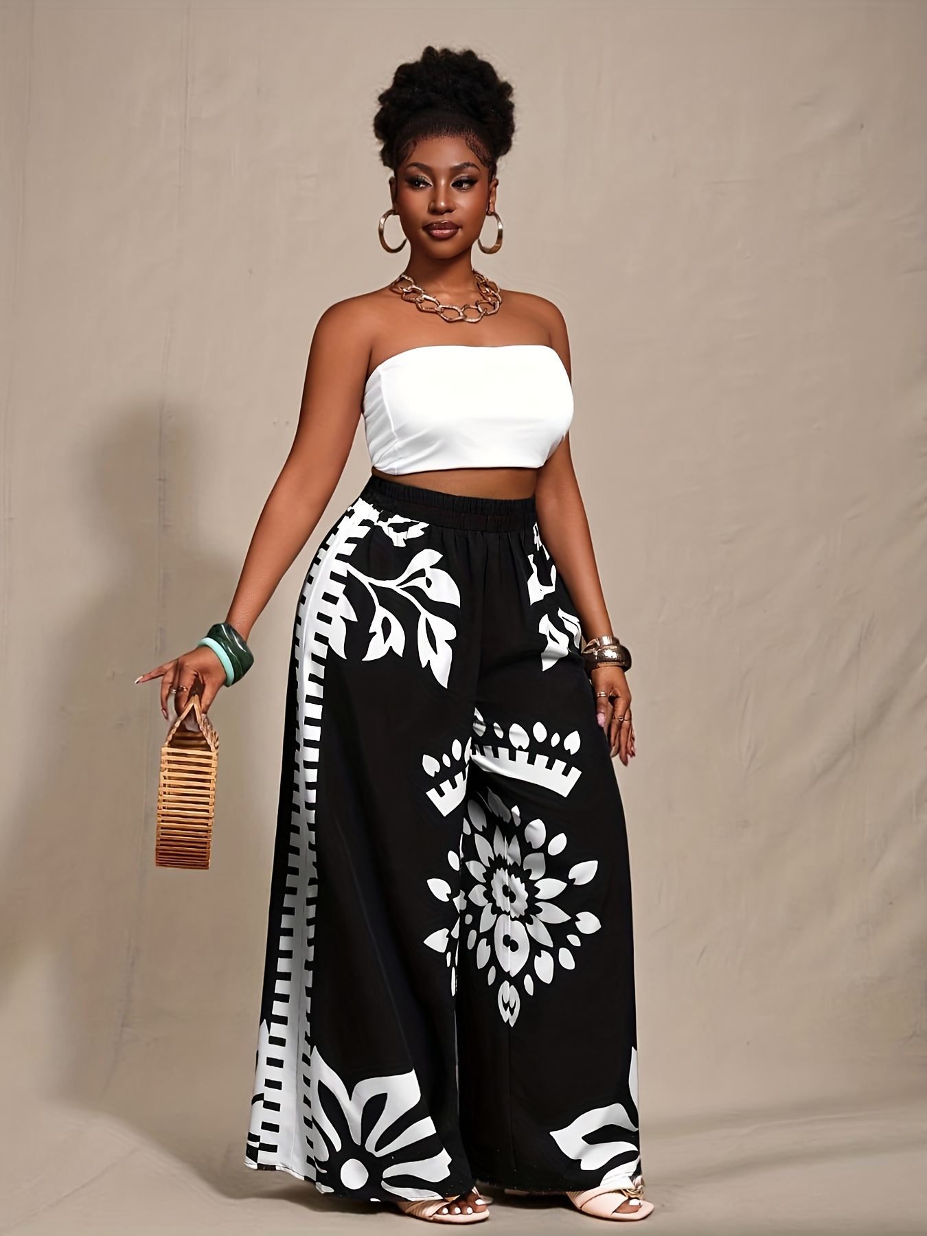 Plus Size New Plus Size Womens Elegant Bohemian Print Wide