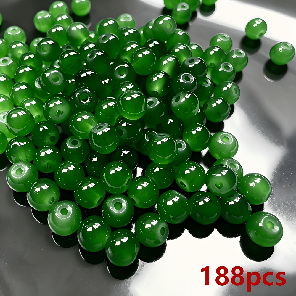 4mm/6mm/8mm, -like Jasper Green Glass Beads, Straight Hole Loose Beads For , Beaded Bracelets, Glazed Beads For Diy Handmade Jewelry And Apparel, Holiday Gift