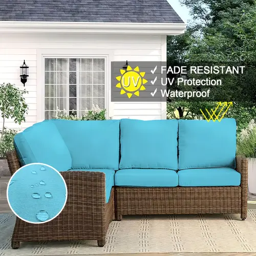 8pcs turquoise waterproof outdoor patio cushion covers uv resistant fade proof polyester with memory foam for garden lawn bench porch couch garden seating enhancement cover zipper closure design
