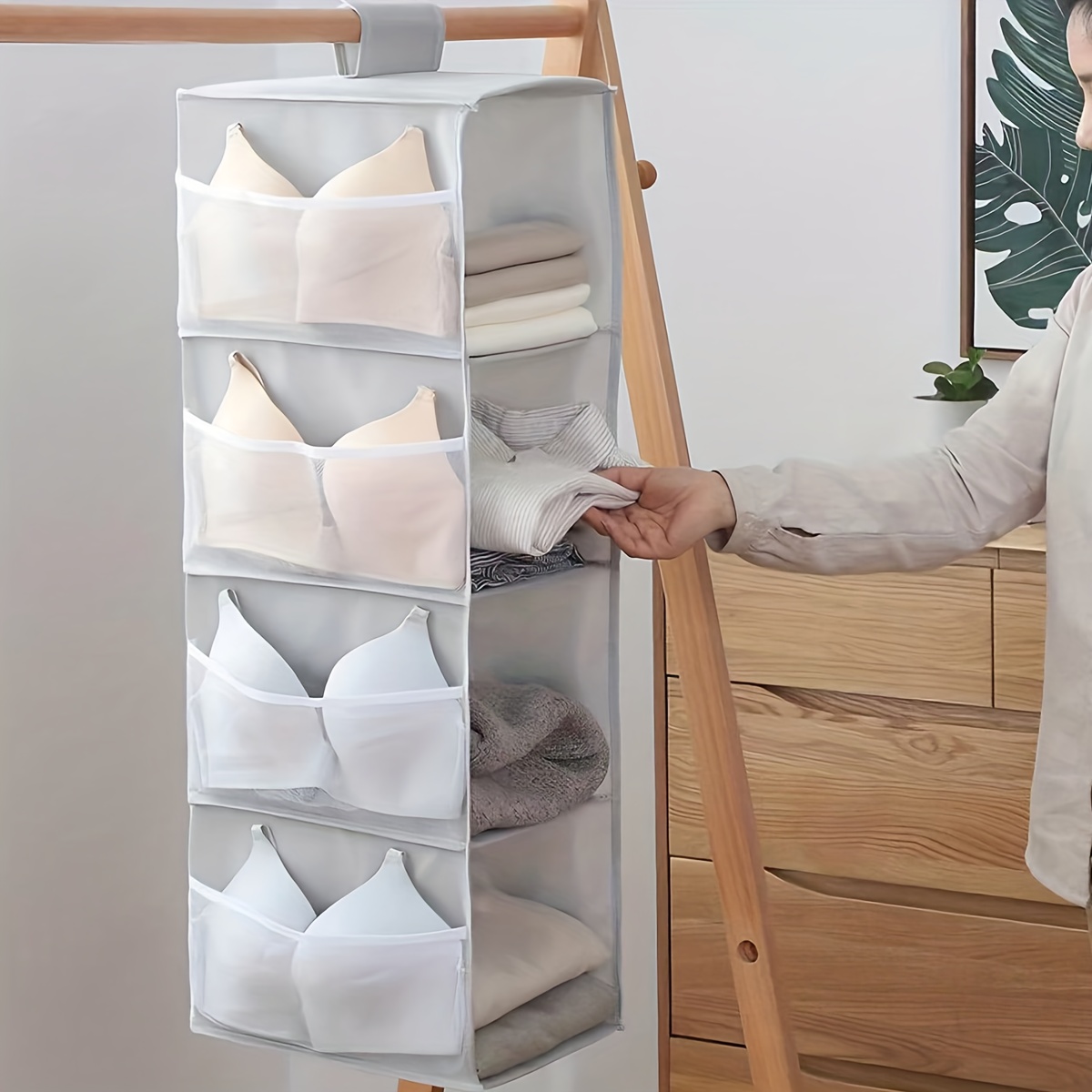 1/2 Hanging Multifunctional Wardrobe Clothes, Underwear, Panties, Pants, Storage Hanging Bag Washable Storage Bag