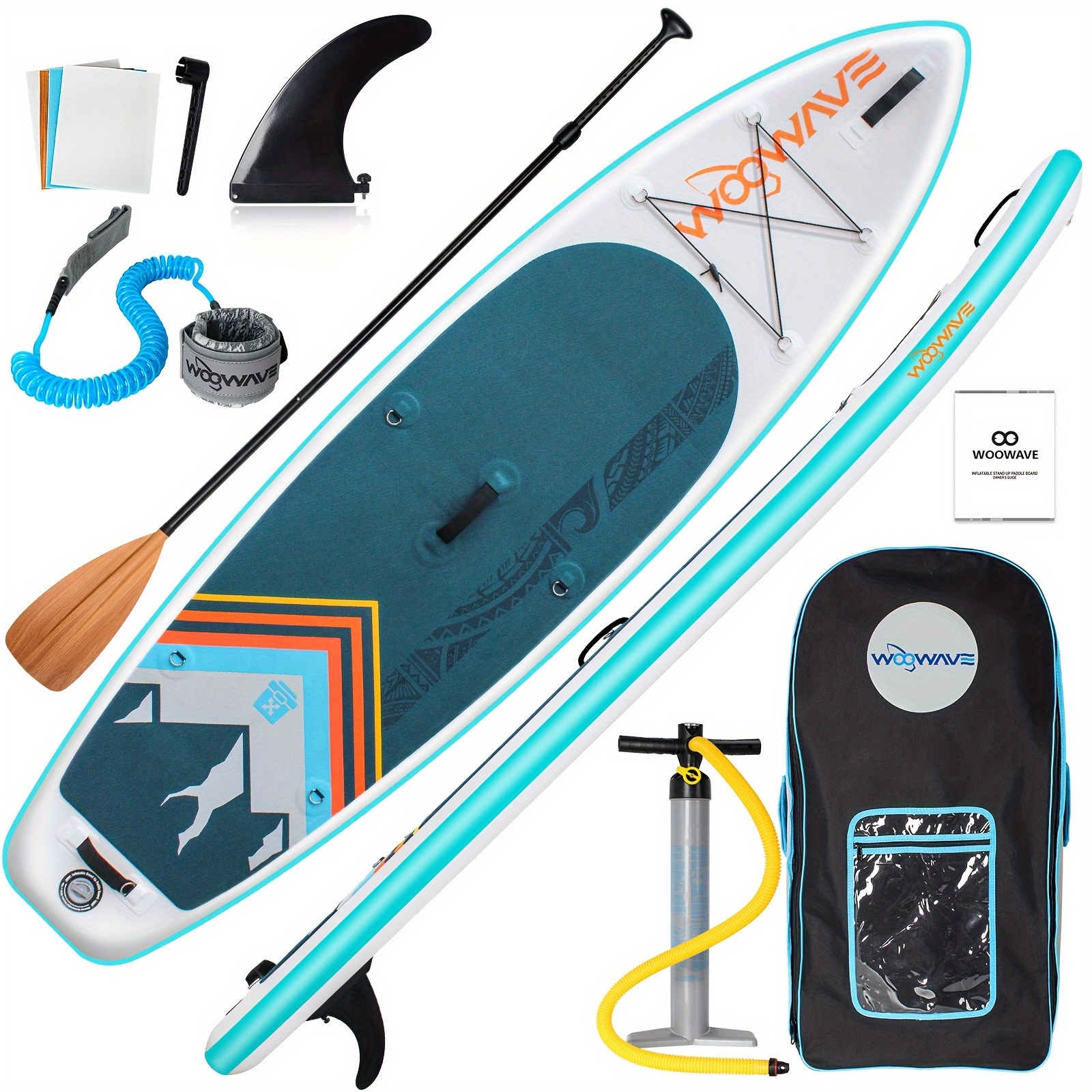 TEMU Inflatable Stand Up Paddle Board 10'2"/11'6" Wide Non-slip Deck, Premium Sup Accessories Including Hand Pump, Adjustable Paddle, Backpack, Surf Control Paddleboard For Youth And Adult