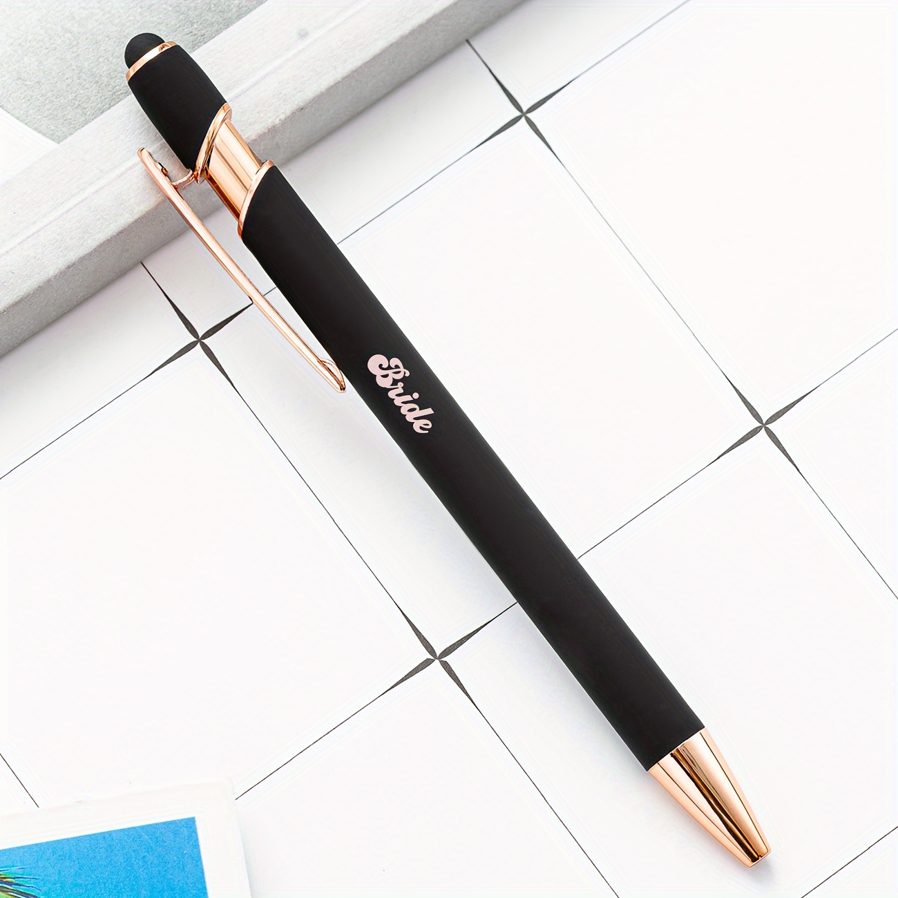 1pc Personalized Luxurious Soft Touch Rose Gold Pen Stylus Gift Pens ...