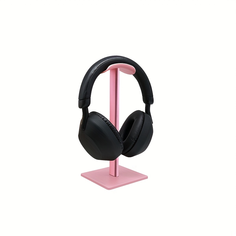 Image of Headphone Stand With Pink Aluminum , Sold In Packs Of Three. In . Suitable For Office And Gaming Use, And Compatible With All Models Of Over-ear Headphones.