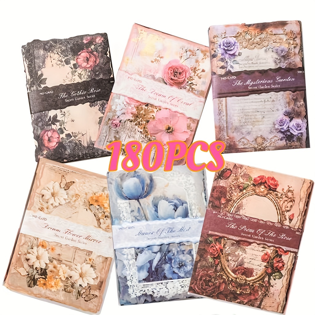 TEMU 180 Gothic Style Paper Diary Material Set - Retro Photo Collage Background Art Paper, Suitable For Handmade And Diy Background Paper, Craft