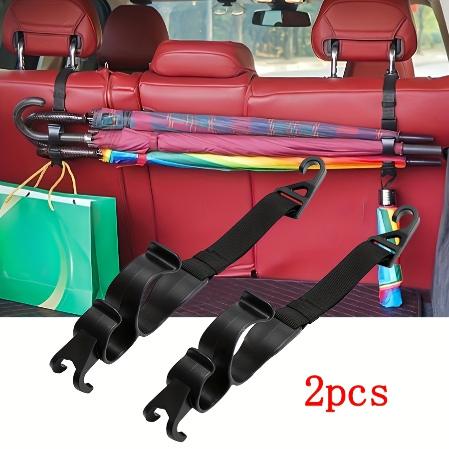 TEMU Universal Car Backseat Hook Organizer For Umbrellas And Bags, Adjustable Plastic Seat Back Storage Hanger