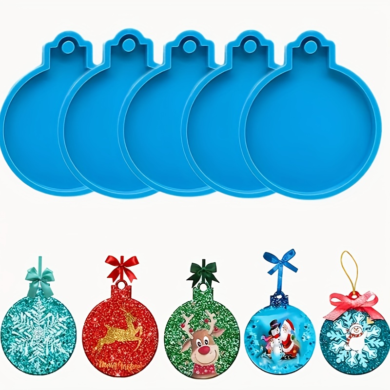 

Set Of 5 Silicone Christmas Ornament Molds, Round Epoxy Resin Casting Molds For Diy Crafts, Keychain Pendant Jewelry Making, Festive Tree Decorations Mold Kit