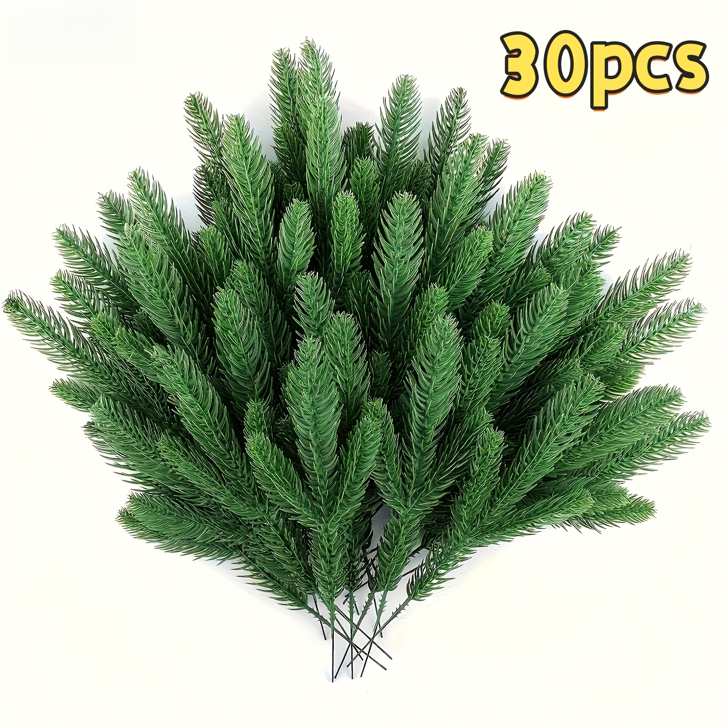 30pcs Realistic Artificial Pine Branches- Green Pine Tree For Diy Christmas Wreath Crafts, Home Decor, And Festive Table Centerpieces, Perfect For , Christmas Decorations
