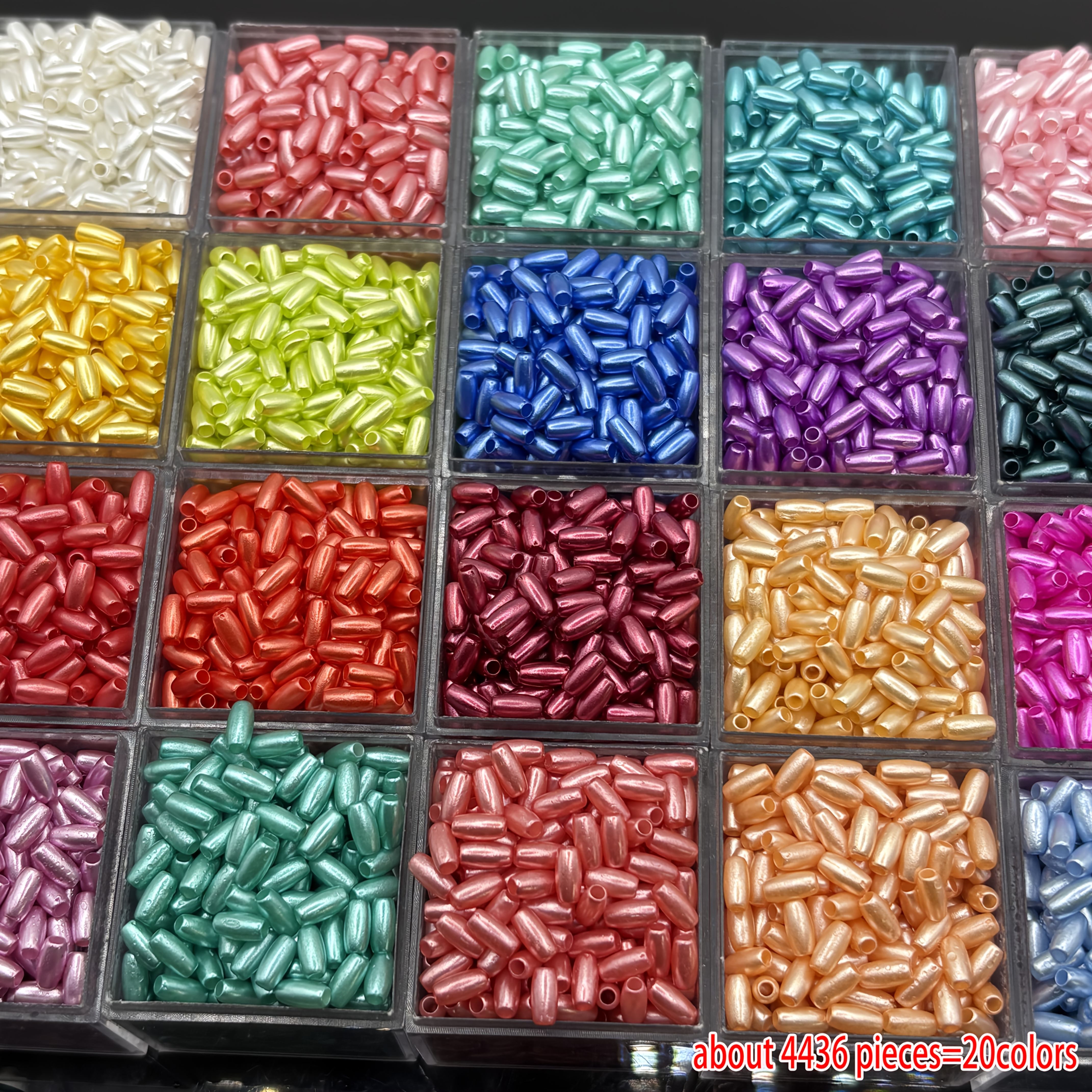 TEMU 4436 stuks 20 kleuren 3x6mm ovale rijstkralen acryl buiskralen met recht gat voor doe-het-zelf kledingdecoraties en accessoires, handgemaakte