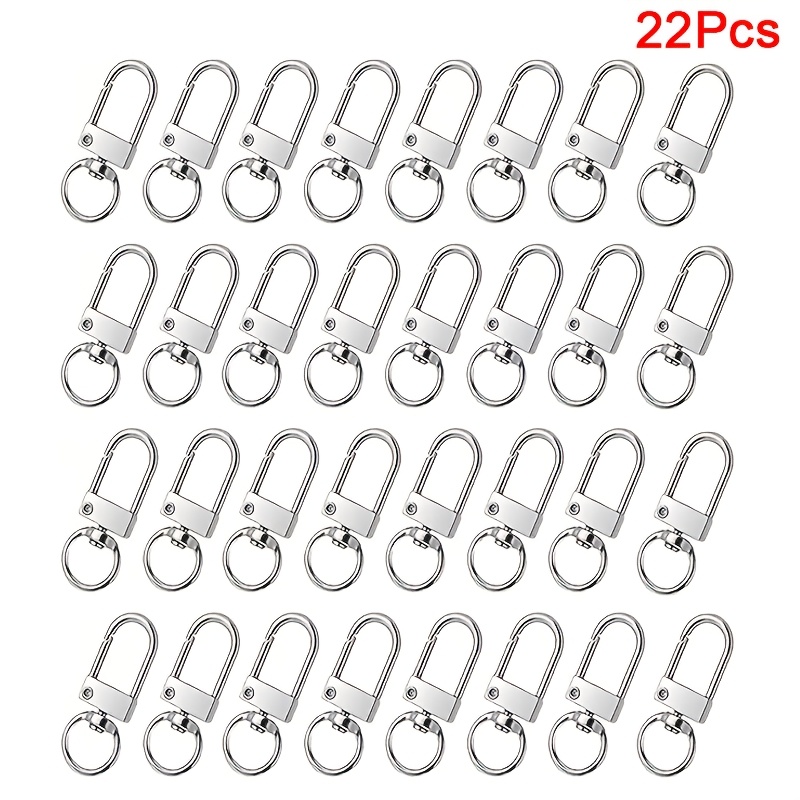 TEMU 11/22 pezzi di moschettoni a moschettone in metallo e argentato, ganci girevoli per portachiavi, ganci per portachiavi, kit di accessori per di