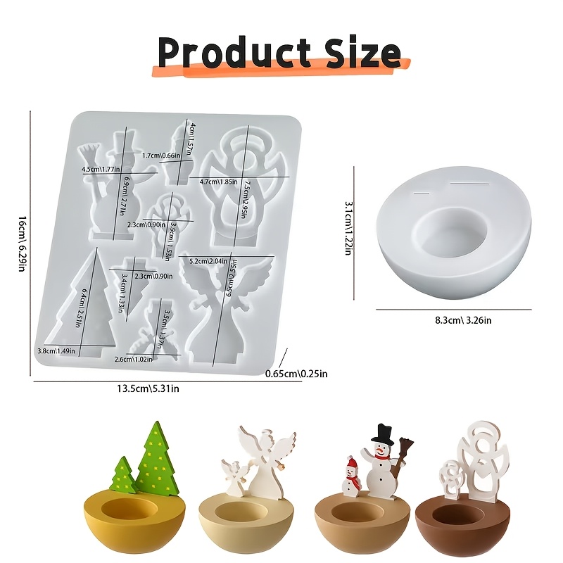 Image of Clay Molds: 2pcs Set Of Christmas Angel And Snowman Tea Light Holder Silicone Molds Olds For Winter Tabletop Decor, Ornaments, And Gifts