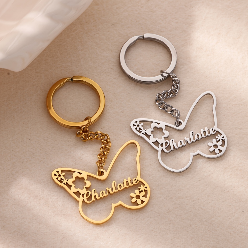 

Personalized Butterfly Keychain With Chain, Custom Name Stainless Steel Keyring With , For Bags, Backpacks, And Car, Ideal Gift For Birthdays, Graduations, Christmas, And Valentine's Day