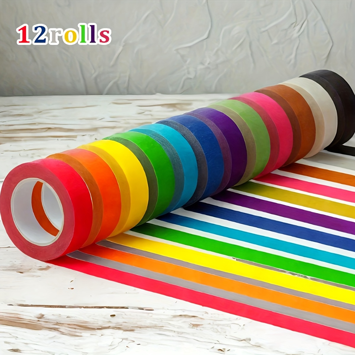 Image of 12rolls Colored Washi Tape Painter's Tape For Painting/decoration/drawing/masking/ Adhesive High-tack Wrinkle-free Paper Tape