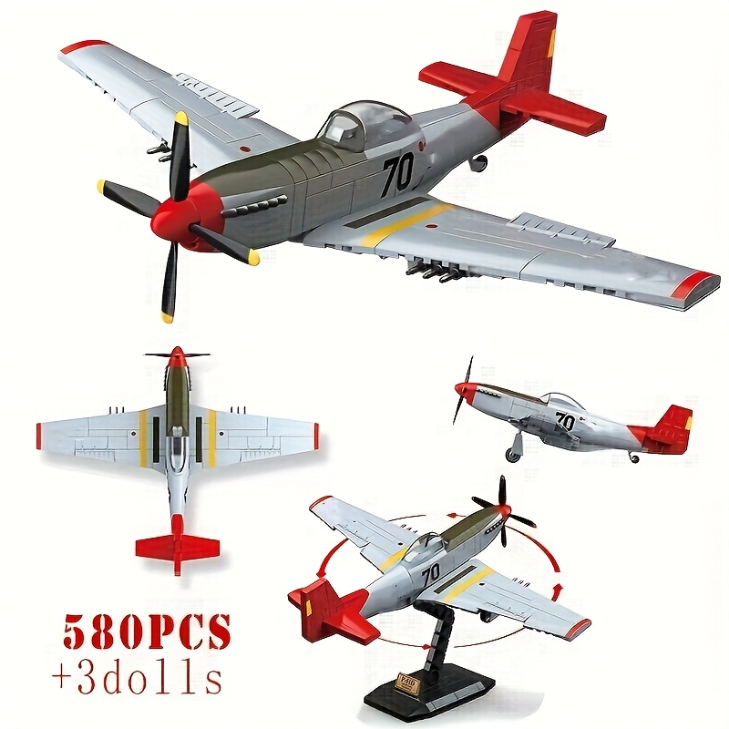 580pcs Classic P-51D Fighter Aircraft Building Block Model