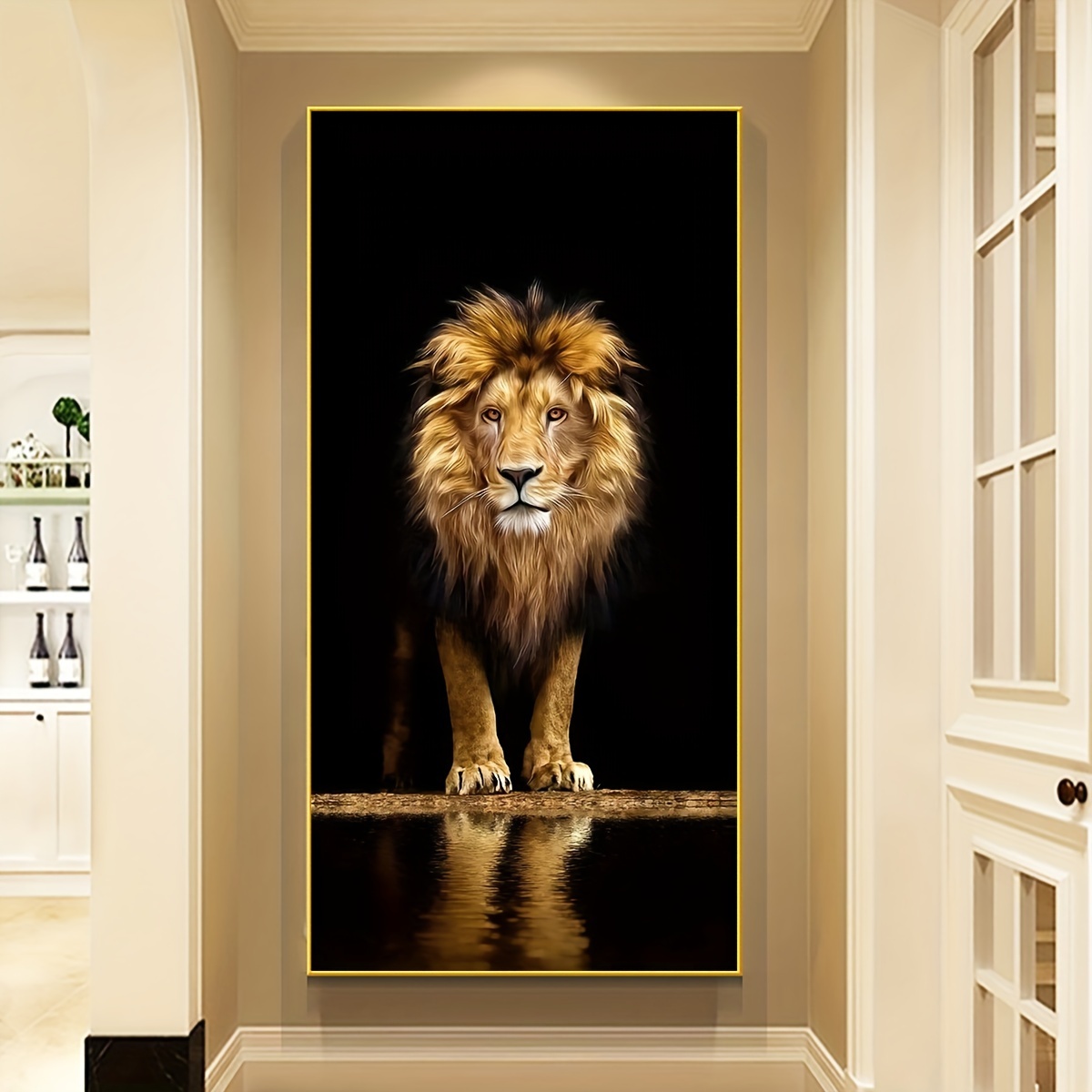 

Lion Majesty Canvas Art Print - Unframed, Modern Animal Wall Decor For Living Room, Bedroom, Office & More