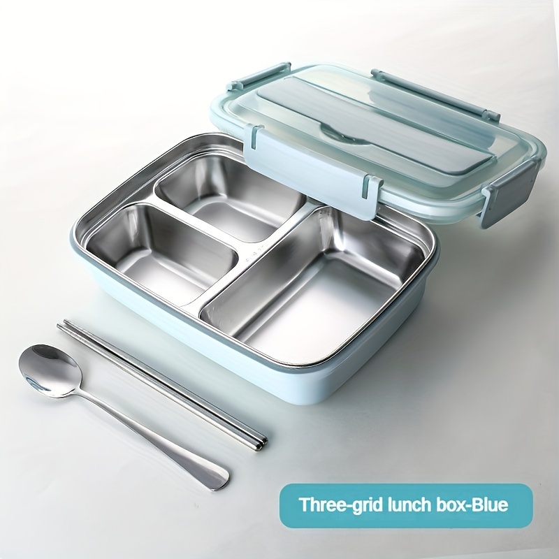 

Leak-proof Stainless Steel Lunch Box With 3/4 Compartments - , Easy-clean Bento Container For Students & Office Workers