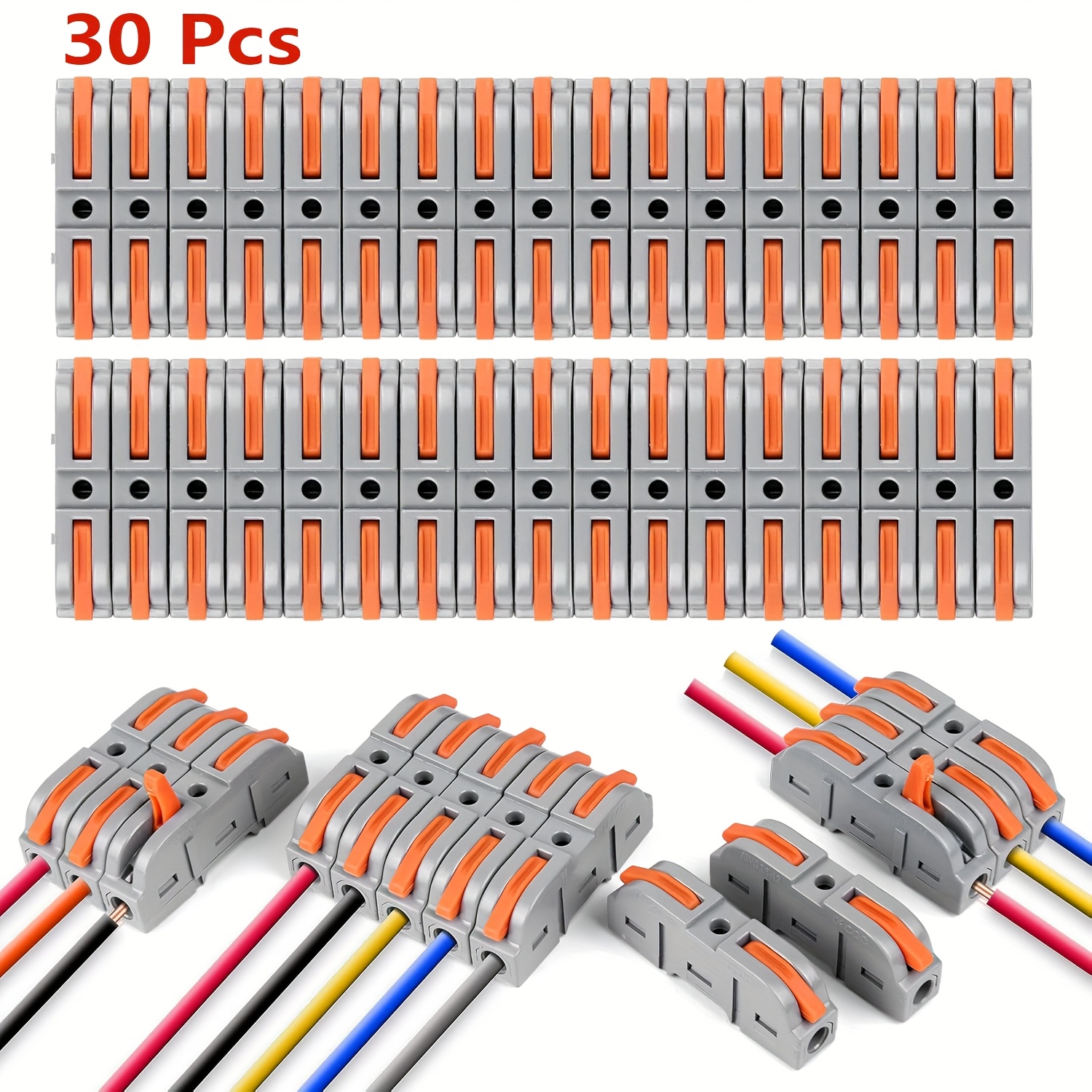 10/20/30pcs Lever Wire Connector, Docking Terminals, 1 Conductor Compact Wire Connectors Splicing Connectors For Circuit Inline 24-12 Awg