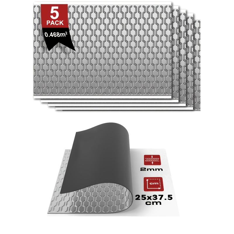 Image of 5pcs Car Sound Deadening Mat Self-adhesive Pad, Reduces Noise, Suitable For Cars, Rvs, Trunks, Doors, Floors, And Ceilings