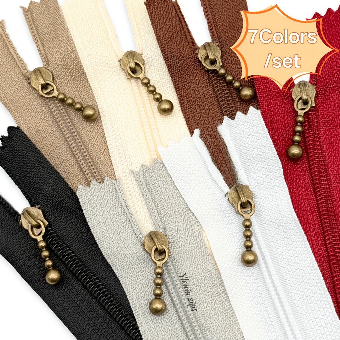 TEMU 7pcs Assorted Color Nylon Zippers For Handbag Crafting, Multiple Colors And Sizes, Suitable For Zipper Jackets, Clothing, Jeans, Skirts, Crafts,