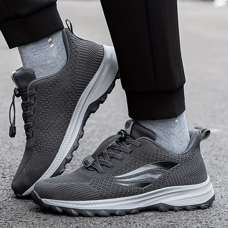Men's Breathable Running Shoes - Lightweight High-Elasticity MD Sole, Low-Top Lace-Up Design for Gym, Jogging & Casual Wear - Black/White (Spring/Summer/Fall), Gym Trainers | Sleek Trainers | Comfortable Trainers