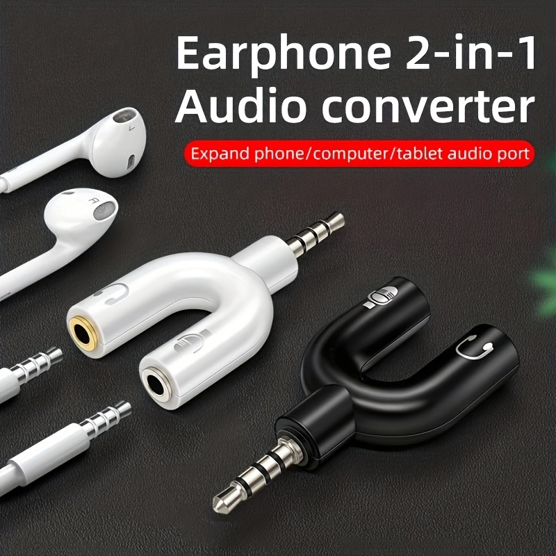 2-in-1 Audio Splitter Cable for Computers & Smartphones - Headphone and Microphone Adapter, No Battery Required