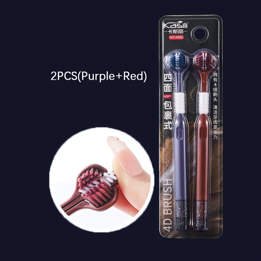 2-Pack Three Sided Toothbrush for Deep Cleaning
