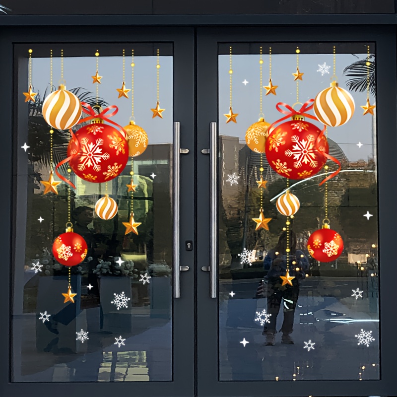   christmas window clings snowflakes balls   reusable pvc electrostatic installation for glass doors walls details 5