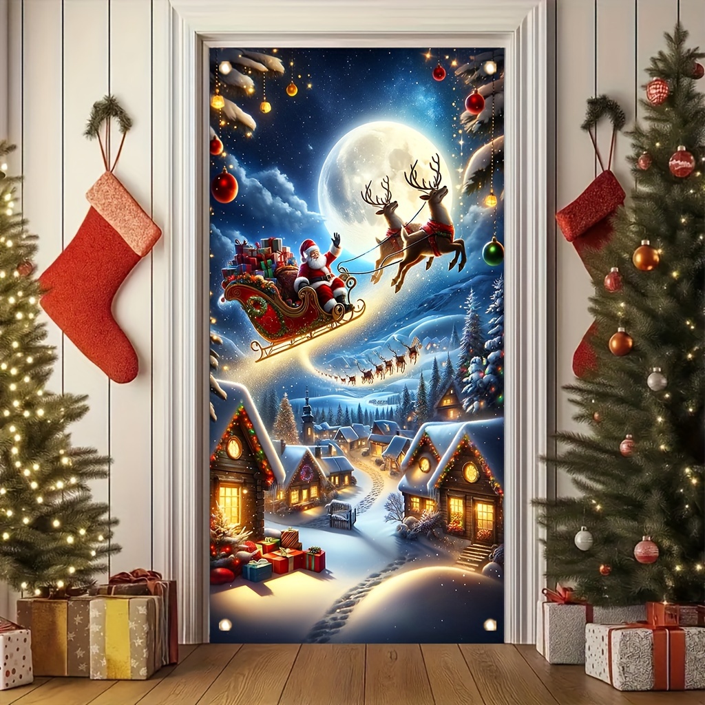 

Christmas Porch - 35x70 Polyester Christmas Backdrop, Graphic Seasonal Hanging , Decorations, No Needed