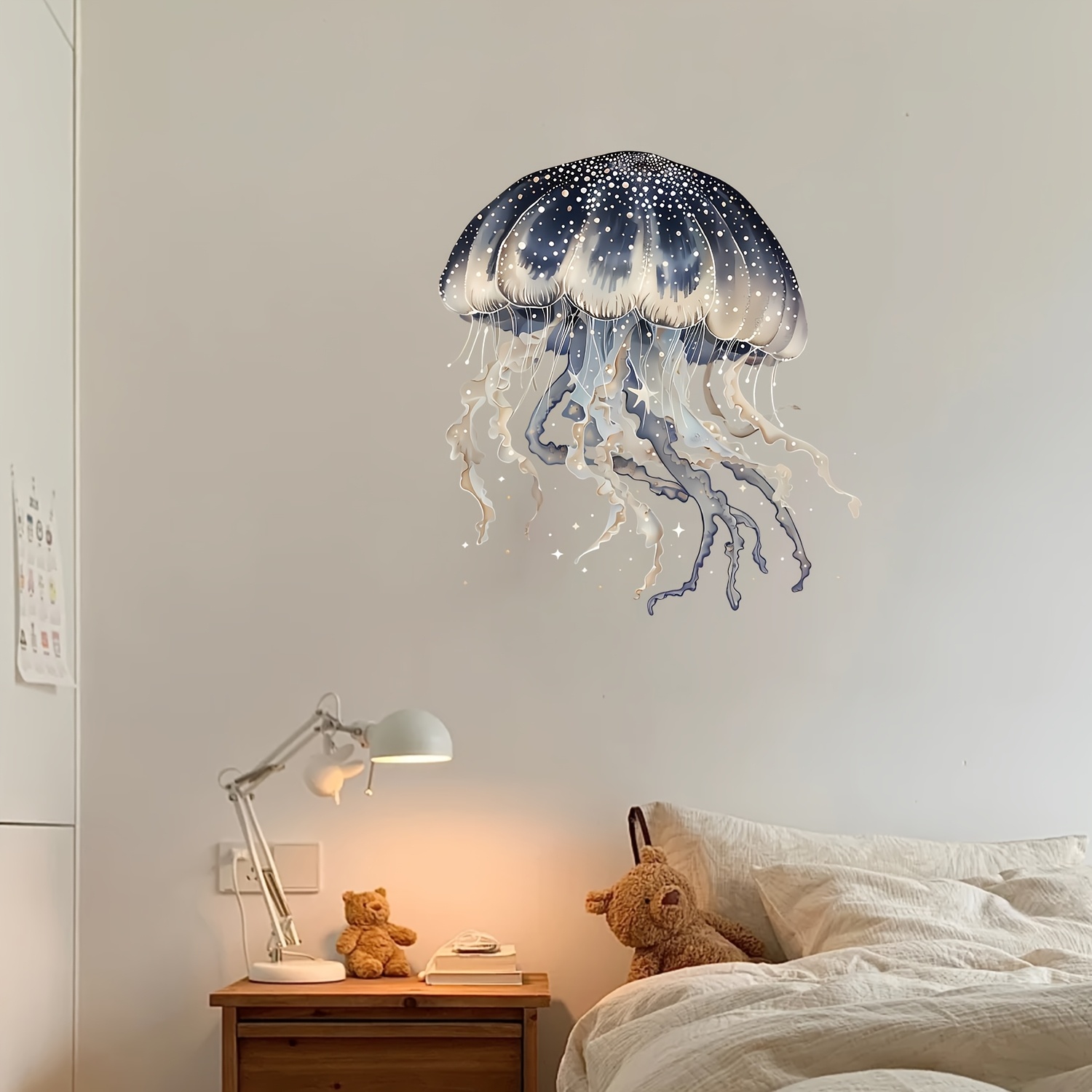 Image of Starry Jellyfish Wall Sticker, Star Gradient Texture Self-adhesive Wall Sticker, Removable Residue-free Easy-to-clean, Suitable For Bedroom Wall, Door And Hallway Decor, Ideal For Home Enthusiasts