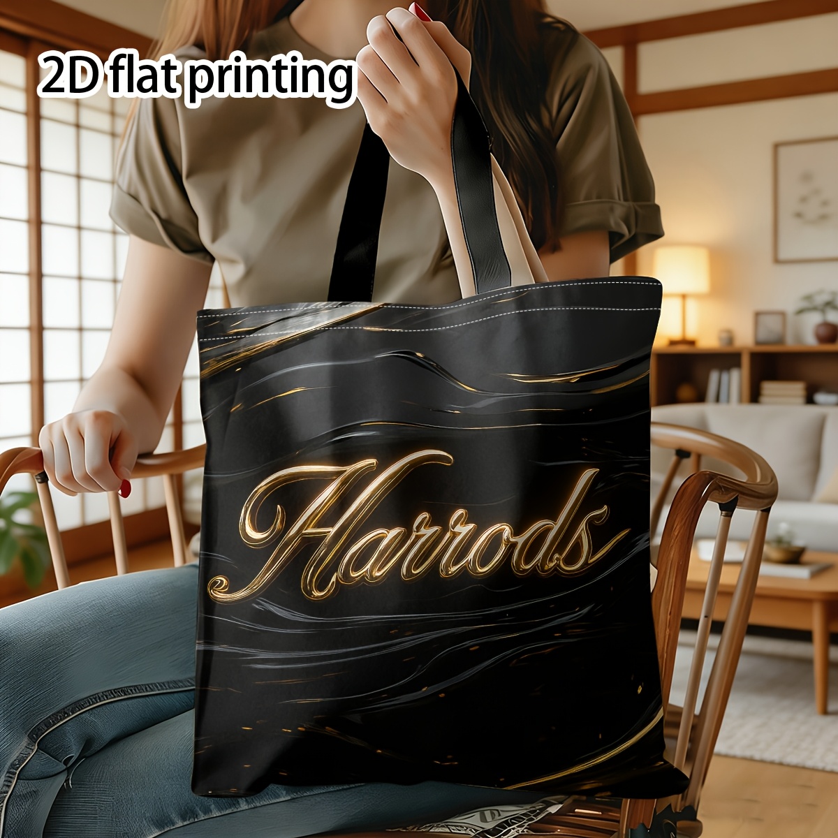 TEMU Luxury Store, Brand, Surface Tote Bag Print Colorful Shoulder Bag Suitable Outdoor Shopping Suitable Gatherings Holiday Events Double Layered