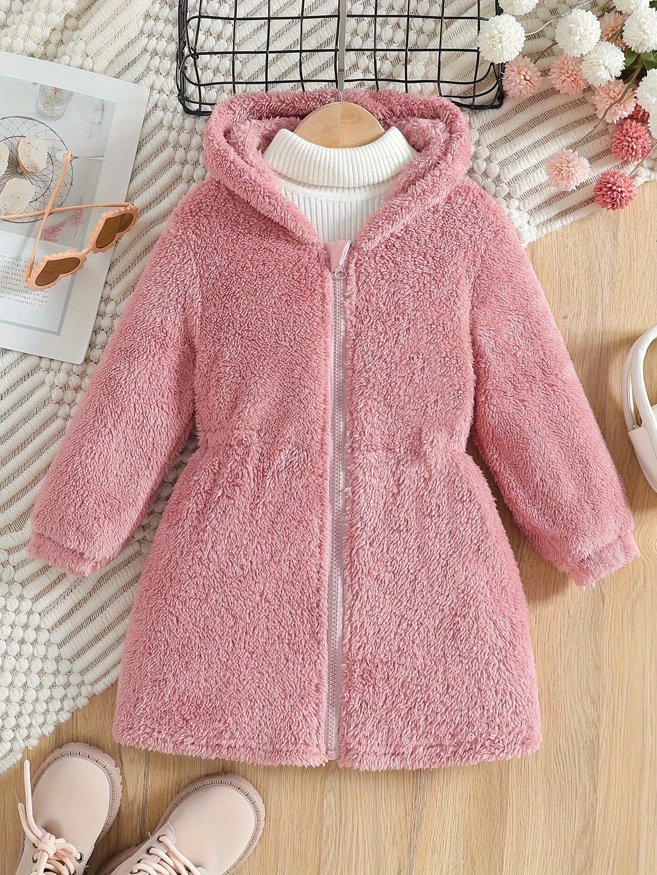 Chaqueta Shein Abrigo Rosa Abrigo Lana Niñas Pequeñas Chaqueta