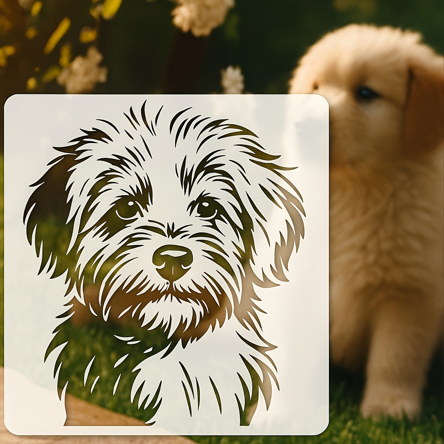 TEMU Extra Large Dog Template - 11.8 X 11.8 Inches (30 X 30 Cm) Reusable Pet Painting Stencil, Similar To Poodle Design - Suitable For Floors, Walls,