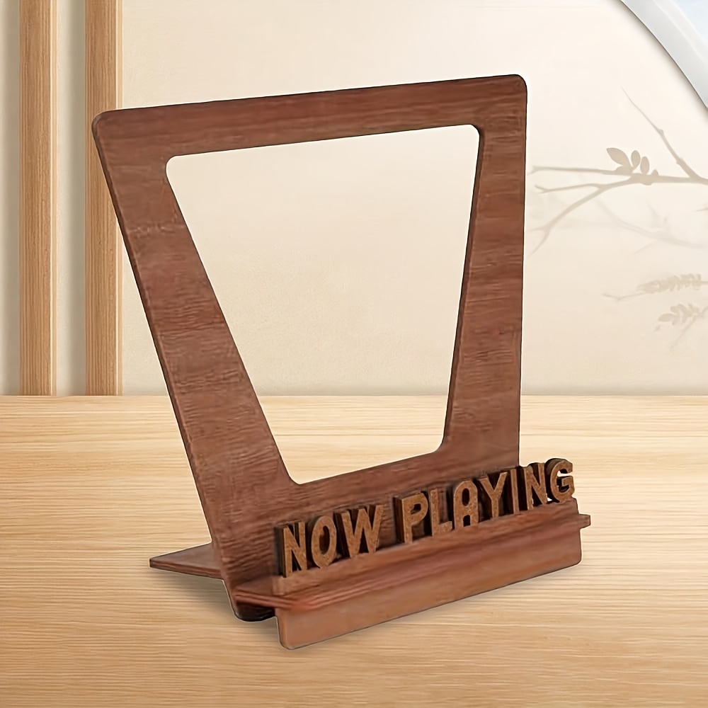 1pc Playing Wooden Record Stand - Retro Wooden Photo Album Display Rack | Fashionable Vinyl Record Stand, Classic Lp Storage Accessory, Creative Gift For Music Lovers And Collectors