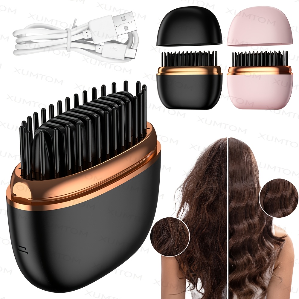 cepillo   para alisar y   el cabello | alisador de pelo inalámbrico profesional con carga usb, calentamiento rápido, diseño anti-escaldado, apagado automático, peinado   para todo tipo de cabello, ideal para uso en casa, viajes,    ,   1