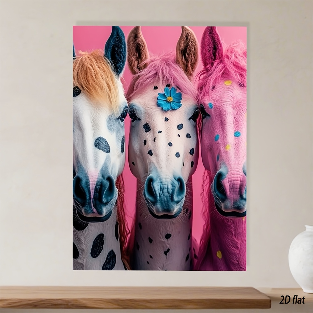1pc Cute Horses Wall Art - Waterproof Frameless Square Canvas Paint, -backed Horse Picture Suitable For Office, Cafe, Room Decor - Ideal Gift For (minimalist Horse Art)