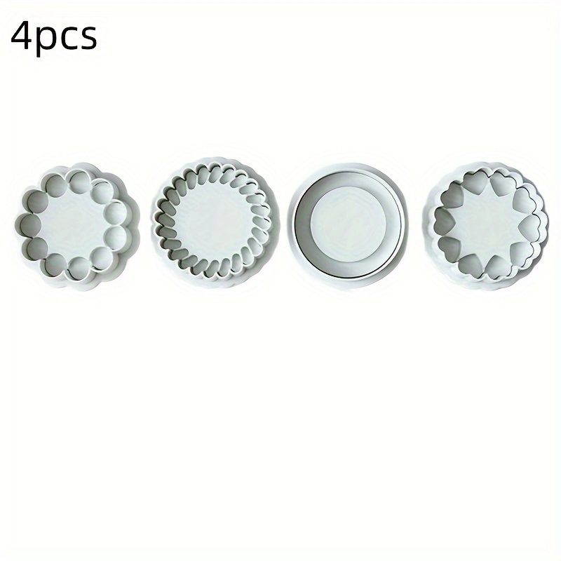 TEMU Plastic Cookie Cutter Set - 4pcs 3d Sandwich Biscuit Stamp Moulds, Pastry Fondant Cutters For Cake Decorating, Kitchen Baking Tools