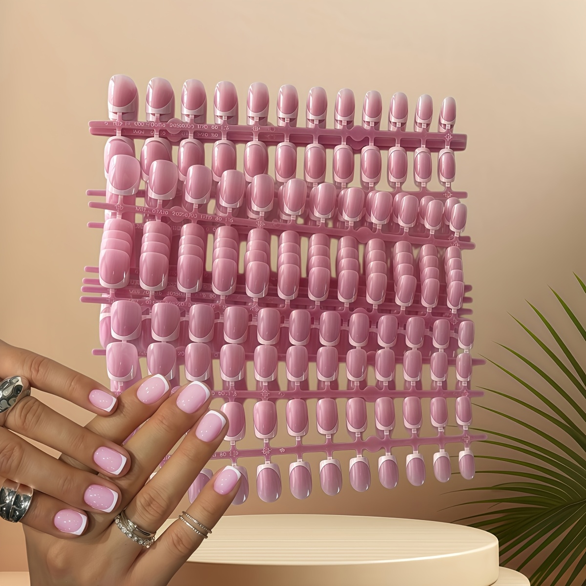 TEMU 72pcs Set Of Square False Nails, Glossy White French , Square Full Coverage False Nails, Suitable For Women, Convenient For Daily Life And